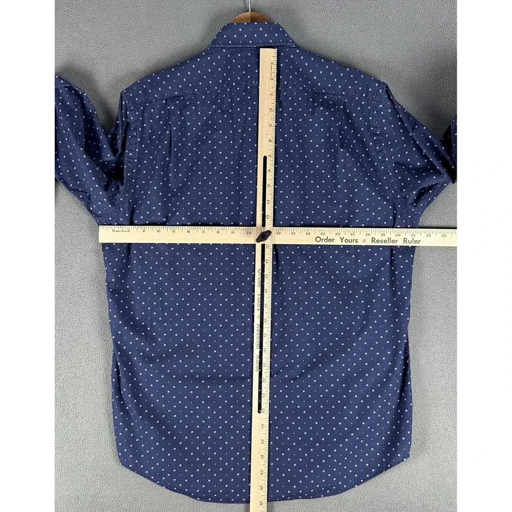 Polo Ralph Lauren Shirt Mens Medium‎ Navy Blue Geometric Nautical Prep Office